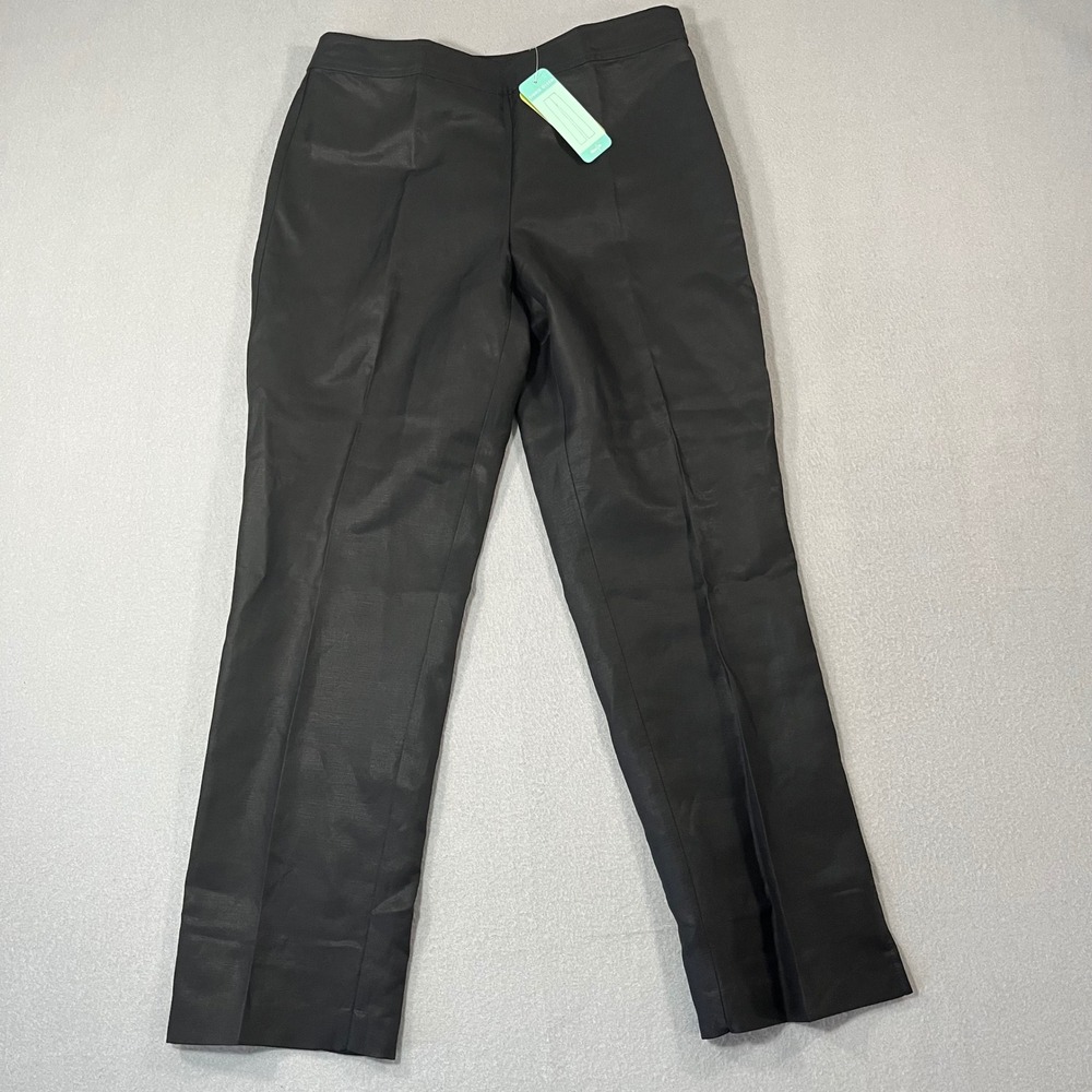 Sigrid Olsen Women's Deco 20 Black Linen Silk Blend‎ Trousers Pants Size 6